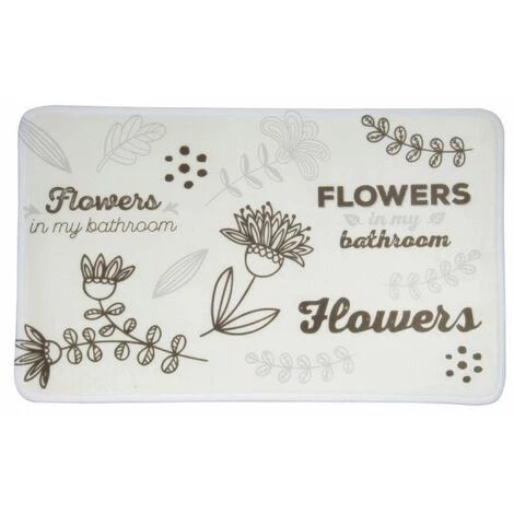 MSV Tapis De Bain Microfibre 45x75cm Flowers - Beige 1 MSV Tapis De Bain Microfibre 45x75cm Flowers - Beige