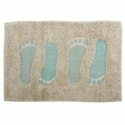 MSV Tapis De Bain Coton PIED 40x60cm Bleu & Gris - Multicolor