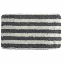 MSV Tapis De Bain Microfibre SEAUVILLE 50x80cm Blanc & Gris - Gris