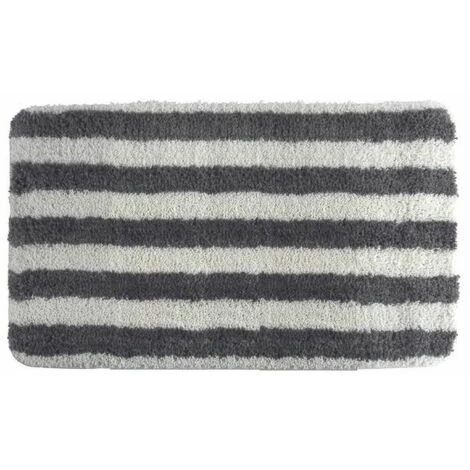 MSV Tapis De Bain Microfibre SEAUVILLE 50x80cm Blanc & Gris - Gris 1 MSV Tapis De Bain Microfibre SEAUVILLE 50x80cm Blanc & Gris - Gris