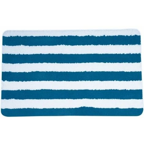MSV Tapis De Bain Microfibre SEAUVILLE 50x80cm Bleu & Blanc - Bleu 1 MSV Tapis De Bain Microfibre SEAUVILLE 50x80cm Bleu & Blanc - Bleu