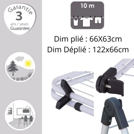 MSV Etendoir à Linge Pour Baignoire 10M Acier Blanc - Blanc 2 MSV Etendoir à Linge Pour Baignoire 10M Acier Blanc - Blanc – Image 2