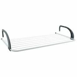 MSV Etendoir à Linge Spécial Balcon 3M Acier Blanc & Noir - Blanc