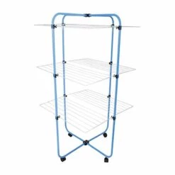 MSV Etendoir à Linge Tour 3 Niveaux 30M Acier Bleu - Bleu