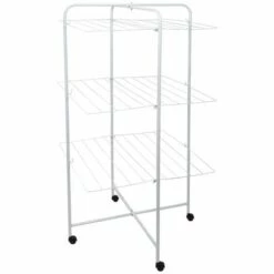 MSV Etendoir à Linge Tour 3 Niveaux 23M En Acier Blanc - Blanc