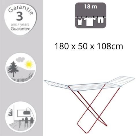 MSV Etendoir à Linge à Ailes En Acier 18M Blanc - Blanc 2 MSV Etendoir à Linge à Ailes En Acier 18M Blanc - Blanc â Image 2