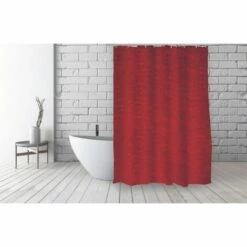 MSV Rideau De Douche Français Polyester 180x200cm MARIANNE Rouge - Rouge