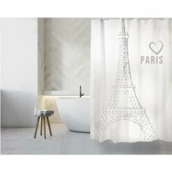 MSV Rideau De Douche Français Polyester 180x200cm MON AMOUR Motif Argenté - Argent