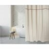 MSV Rideau De Douche Français Coton 180x200cm ELEGANCE Beige - Beige