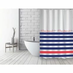 MSV Rideau De Douche Français Polyester 180x200cm JEANNOT Bleu, Blanc & Rouge - Multicolor
