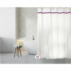 MSV Rideau De Douche Français Polyester 180x200cm ELEGANCE Beige - Blanc