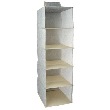 MSV Penderie étagère à Vêtements à Suspendre 5 Compartiments Gris - Gris 1 MSV Penderie étagère à Vêtements à Suspendre 5 Compartiments Gris - Gris