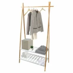 MSV Portant Bambou Avec Deux étagères MIA Bois & Blanc - Blanc 6 MSV Portant Bambou Avec Deux étagères MIA Bois & Blanc - Blanc -Promos MSV Magasin 30447841 3