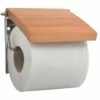 MSV Porte Rouleau Papier Wc Mural En Chêne & Inox Marron - Marron
