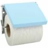 MSV Porte Rouleau Papier Wc Mural MDF & Inox Bleu