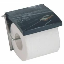 MSV Porte Rouleau Papier Wc Mural Mdf Inox NEW YORK Gris - Gris