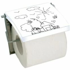 MSV Porte Rouleau Papier Wc Mural MDF & Inox JARDIN D'ENFANTS Blanc - Blanc