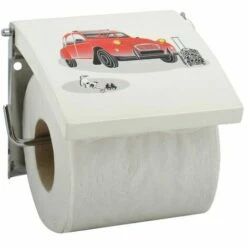 MSV Porte Rouleau Papier Wc Mural 2Cv MDF & Inox Blanc - Blanc