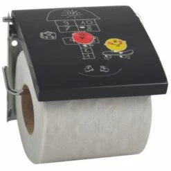 MSV Porte Rouleau Papier Wc Mural MDF & Inox MARELLE Noir - Noir