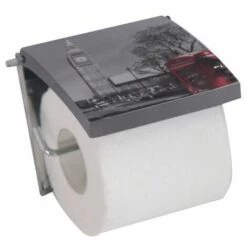 MSV Porte Rouleau Papier Wc Mural Mdf Londres - Gris
