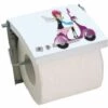 MSV Porte Rouleau Papier Wc Mural Inox & MDF JANE - Bleu
