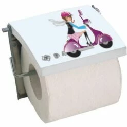MSV Porte Rouleau Papier Wc Mural Inox & MDF JANE - Bleu