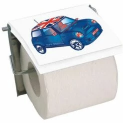 MSV Porte Rouleau Papier Wc Mural MDF & Inox Voiture Bleu - Bleu