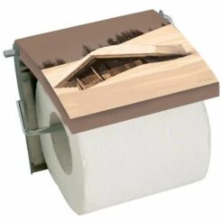 MSV Porte Rouleau Papier Wc Mural MDF & Inox Beige - Beige