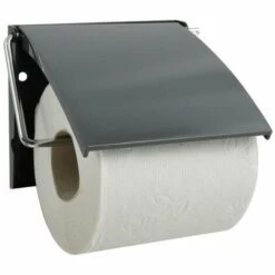 MSV Porte Rouleau Papier Wc Mural PS & Acier Chromé Gris Anthracite - Gris
