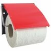 MSV Porte Rouleau Papier Wc Mural PS & Acier Chromé Rouge - Rouge