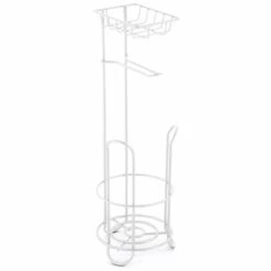 MSV Réserve, Porte Rouleaux & Support Téléphone Sur Pied Acier LILO Blanc Mat - Blanc