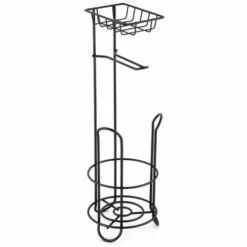 MSV Réserve, Porte Rouleaux & Support Téléphone Sur Pied Acier LILO Noir Mat - Noir