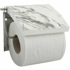 MSV Porte Rouleau Papier Wc Mural TOSCANA MDF & Inox Effet Marbre - Gris