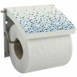 MSV Porte Rouleau Papier Wc Mural Mdf Inox BREST Bleu - Bleu