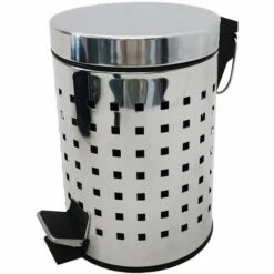 MSV Poubelle à Pédale Inox 3L Finition Miroir - Gris