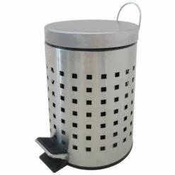 MSV Poubelle à Pédale Inox 3L Finition Satinée - Gris