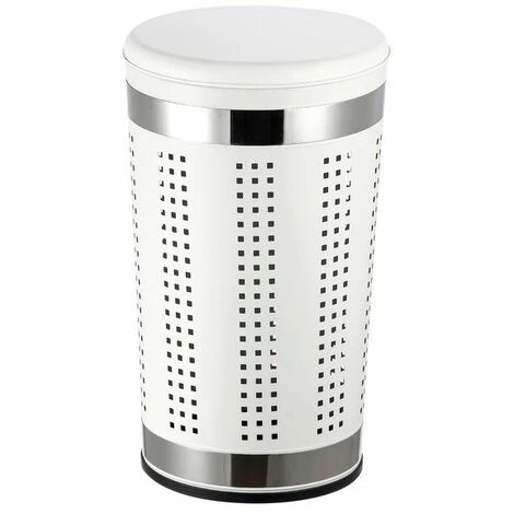 MSV Panier à Linge 46L Avec Couvercle Coussin Inox Blanc 1 MSV Panier à Linge 46L Avec Couvercle Coussin Inox Blanc