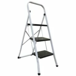 MSV Escabeau Marchepied 3 Niveaux Pliant En Acier Max 150kg (46x71x113,5cm) - Noir