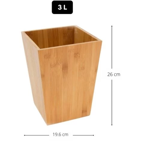 MSV Poubelle En Bambou 3L Marron - Marron 2 MSV Poubelle En Bambou 3L Marron - Marron – Image 2
