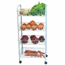 MSV Chariot Multi-Fonctions 4 Niveaux Acier Blanc - Blanc