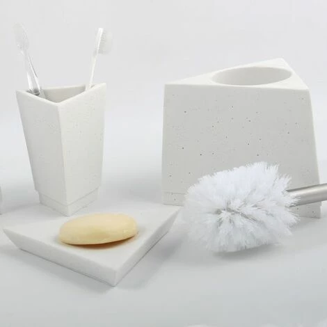 MSV Lot De 4 Accessoires De Salle De Bain En Polyrésine SUEZ Blanc - Blanc 2 MSV Lot De 4 Accessoires De Salle De Bain En Polyrésine SUEZ Blanc - Blanc – Image 2