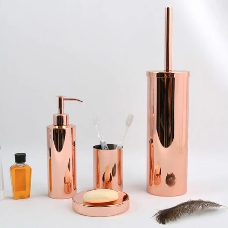 MSV Lot De 4 Accessoires De Salle De Bain En Inox DOHA Cuivré - Cuivré 1 MSV Lot De 4 Accessoires De Salle De Bain En Inox DOHA Cuivré - Cuivré