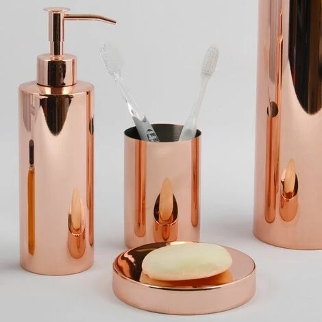 MSV Lot De 4 Accessoires De Salle De Bain En Inox DOHA Cuivré - Cuivré 2 MSV Lot De 4 Accessoires De Salle De Bain En Inox DOHA Cuivré - Cuivré â Image 2