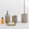 MSV Lot De 4 Accessoires De Salle De Bain En Ciment BRASILIA - Taupe