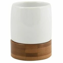 MSV Gobelet Céramique & Bambou TALLINN Blanc & Marron - Blanc