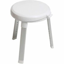 MSV Tabouret Réglable Pieds Pivotants Blancs Anti-