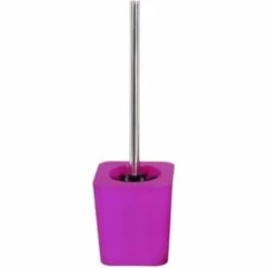 MSV Porte-balais De Toilette En Caoutchouc Et Acier Inoxydable De Couleur Violette