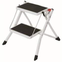 MSV Marchepied 2 Marches Pliant & Anti-dérapantes Léger En Acier Max 150kg - Noir