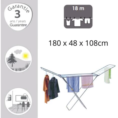 MSV Etendoir à Linge à Ailes En Inox 18M Gris - Gris 2 MSV Etendoir à Linge à Ailes En Inox 18M Gris - Gris – Image 2