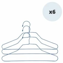 MSV Lot De 6 Cintres En Acier Plastifiés - Bleu